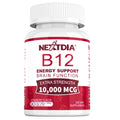 B12 Vitamins 10,000 mcg, Methylated Vitamin B12 Sublingual - Energy Boost, Focus, Metabolism & Brain Health Support, Immune System Support, Fast Dissolve, Natural Strawberry Flavor, 180 Servings