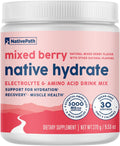 NativePath Hydrate Electrolyte Powder, Mixed Berry, 30 Servings | 14 Vitamins & Minerals, 9 Aminos & 2000mg BCAAs, Zero Sugar, Supports Hydration & Recovery, Stevia, Keto