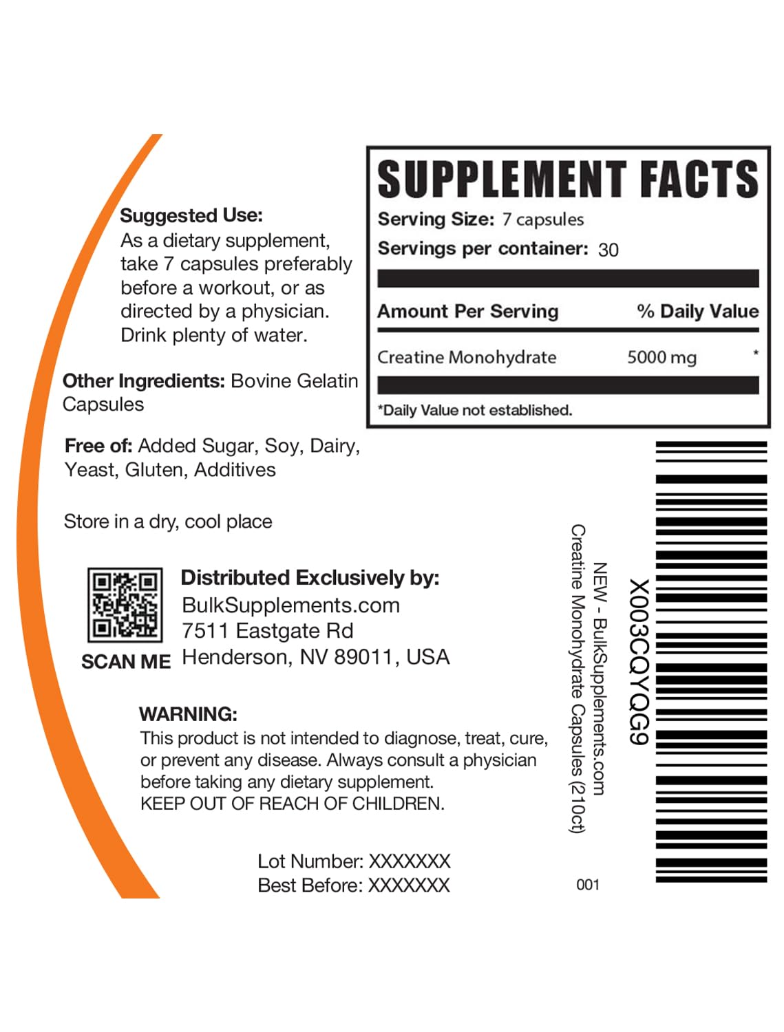 BulkSupplements.com Creatine Monohydrate Capsules - Micronized Creatine Pills - Gluten Free, 7 Capsules per Serving (5000mg), 420 Count (Pack of 1)