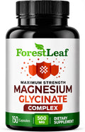 Magnesium Glycinate 500mg Complex - Magnesium Supplement Capsules for Sleep and Calmness - Non-GMO, 3rd Party Tested - 150 Pills for Women & Men by ForestLeaf