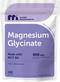 Micro Ingredients Magnesium Glycinate 800 mg Per Serving, 240 Softgels | Chelated Magnesium Supplement with MCT Oil | Non-GMO, Gluten Free, No Soy