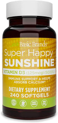 Basic Brands Super Happy Sunshine Vitamin D3 5000 IU | 240 Softgels