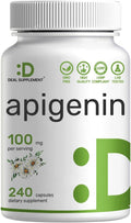 Apigenin, 100mg Per Serving, 240 Capsules – Raw Plant Extract from Chamomile Flower – Active Bioflavonoids & Antioxidants – Sleep & Relaxation Supplement – Non-GMO
