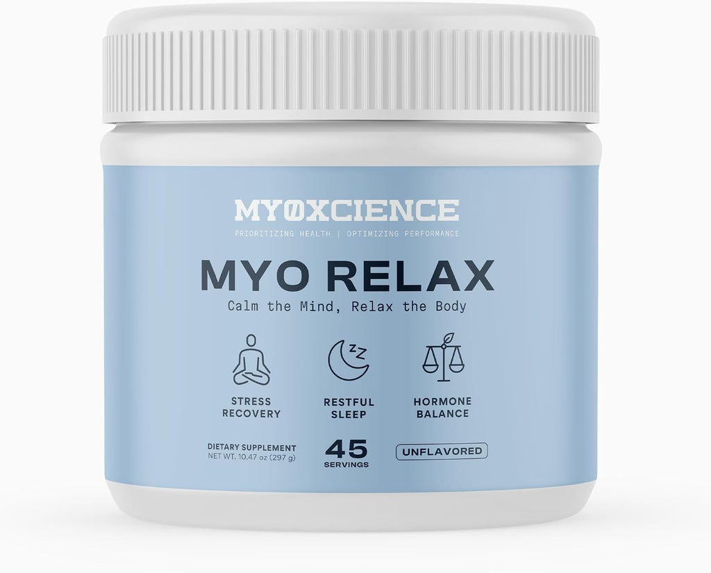 MYOXCIENCE Myo Relax & Calm | Myo-Inositol, L-Theanine, Taurine, Magnesium & GABA | Supports Sleep, Neurotransmitter & Hormone Support (Unflavored) (60 Servings)