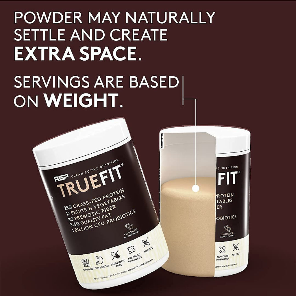 TrueFit Grass-Fed Whey Protein Powder + Fiber & Probiotics, Vanilla Shake | 25g Gut Healthy Protein with Fiber, Probiotics & Non-GMO Superfoods for Complete Meal Replacement Shake with Nothing Fake
