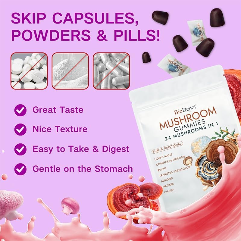 Sleep Mushroom Gummies 24 in 1 Dopamine Cortisol Supplement – Mood Support & Vaginal Health – pH Balance, Body Odor for Women – Vegan, Lion’s Mane, Reishi & Cordyceps