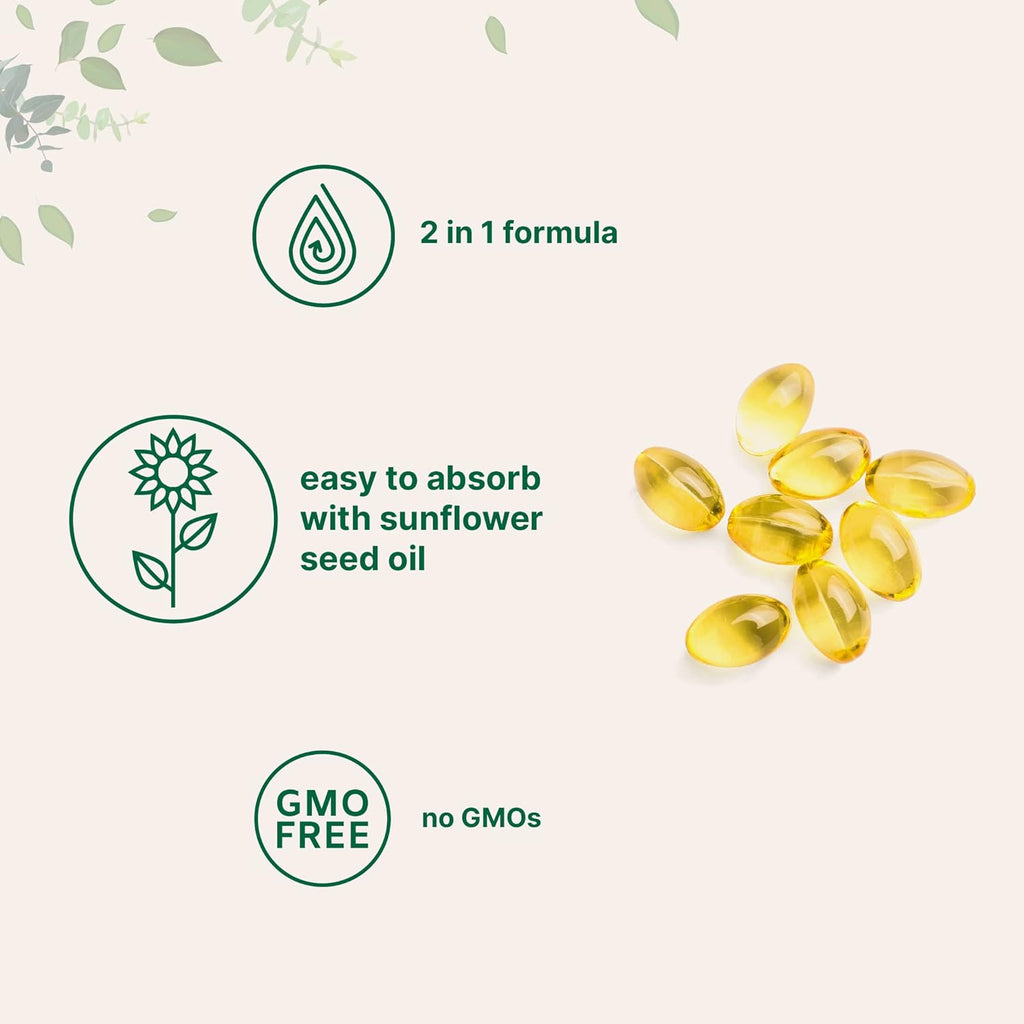 Micro Ingredients Vitamin D3 + K2 MK-7 5,000 IU Per Serving, 300 Softgels | K2 100 mcg Per Serving, D3 & K2 Vitamin Supplement for Women & Men. Easy-to-Swallow, Non-GMO, Gluten Free.