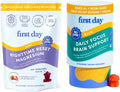 FIRST DAY Kids Calming Gummies (Strawberry) & Brain Focus Gummies (Peach) for Rest & Attention | Mood & Energy | No Melatonin | Stimulant-Free | Clean Label Project Verified® | Vegan | 30-Day Supply