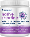 NativePath Creatine Monohydrate, Unflavored, 30 Servings | 5g Per Serving, 2g L-Leucine & 1.5g L-Carnitine, Supports Strength, Power, Muscle & Recovery, Men & Women