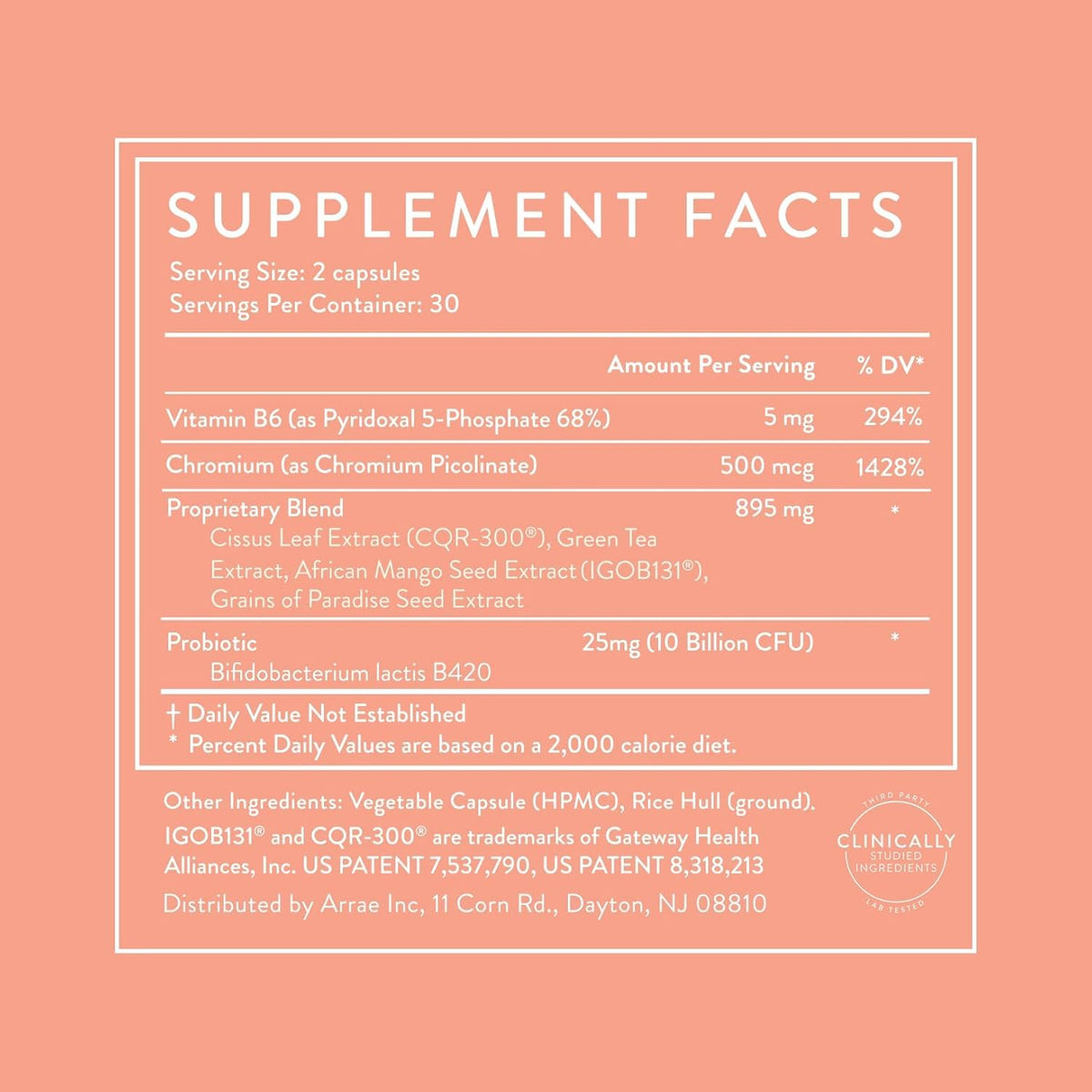 Arrae MB-1 Craving Control & Metabolism Support for Women, 60 Capsules