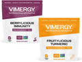 VIMERGY NutriDense Elderberry + Zinc Berrylicious Immunity* Chewables (60 Count) and NutriDense Fruitylicious Turmeric + Ginger Chewables (60 Count)