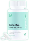 Bettervits Probiotics for Women & Men – 75 Billion CFU | Digestive Health and Gut Support Prebiotic | 14 Clinically Studied Strains with Vitamin B12, Lactobacillus and Inulin Fiber | 30 Capsules