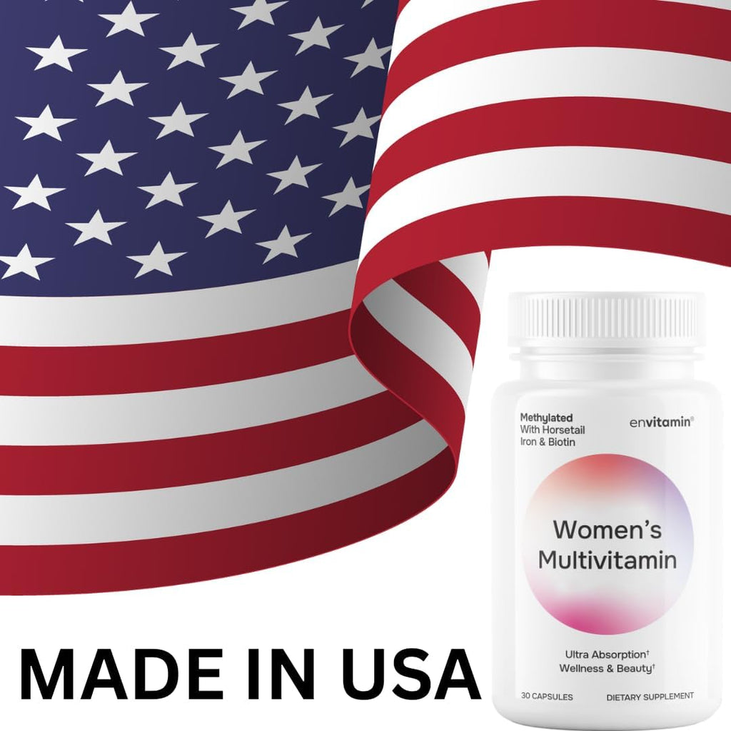 envitamin Womens Methylated Multivitamin Multimineral Horsetail, Iron, Biotin Complex with L Methylfolate for Ultra Absorption
