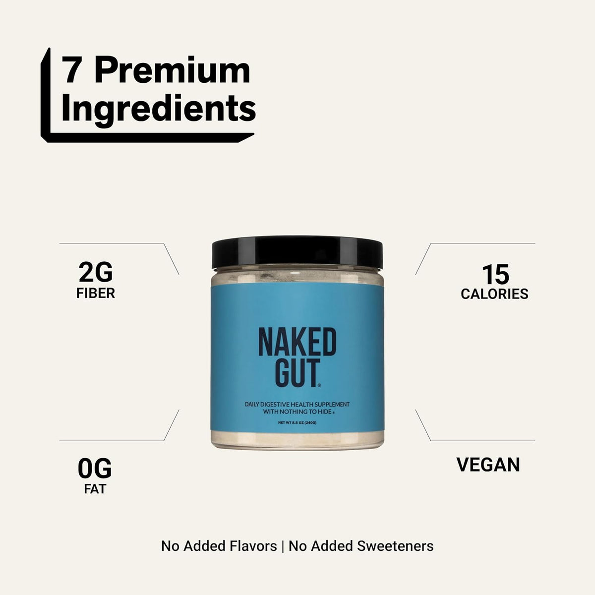 NAKED Gut - Daily Gut Health Supplement - Natural Gut Health Powder for Gut Cleanse, Digestive Support, GMO-Free, Soy-Free, Gluten-Free, Vegan and Hypoallergenic, 40 Servings