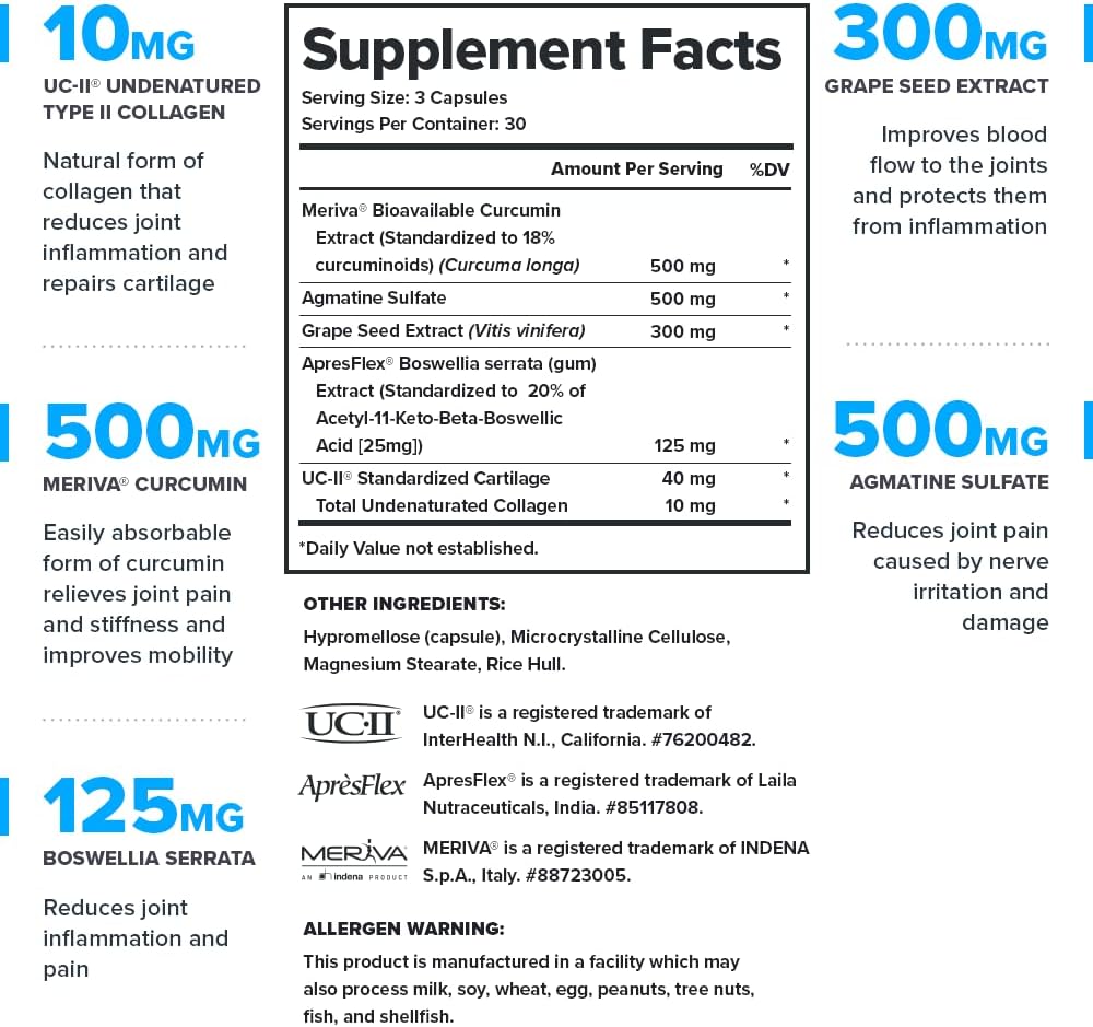 Legion Fortify Joint Support Supplement with UC-II Type II Collagen, Meriva Curcumin & Boswellia Serrata - Mobility, Flexibility & Comfort for Knee, Hip & Shoulder - 90 Capsules