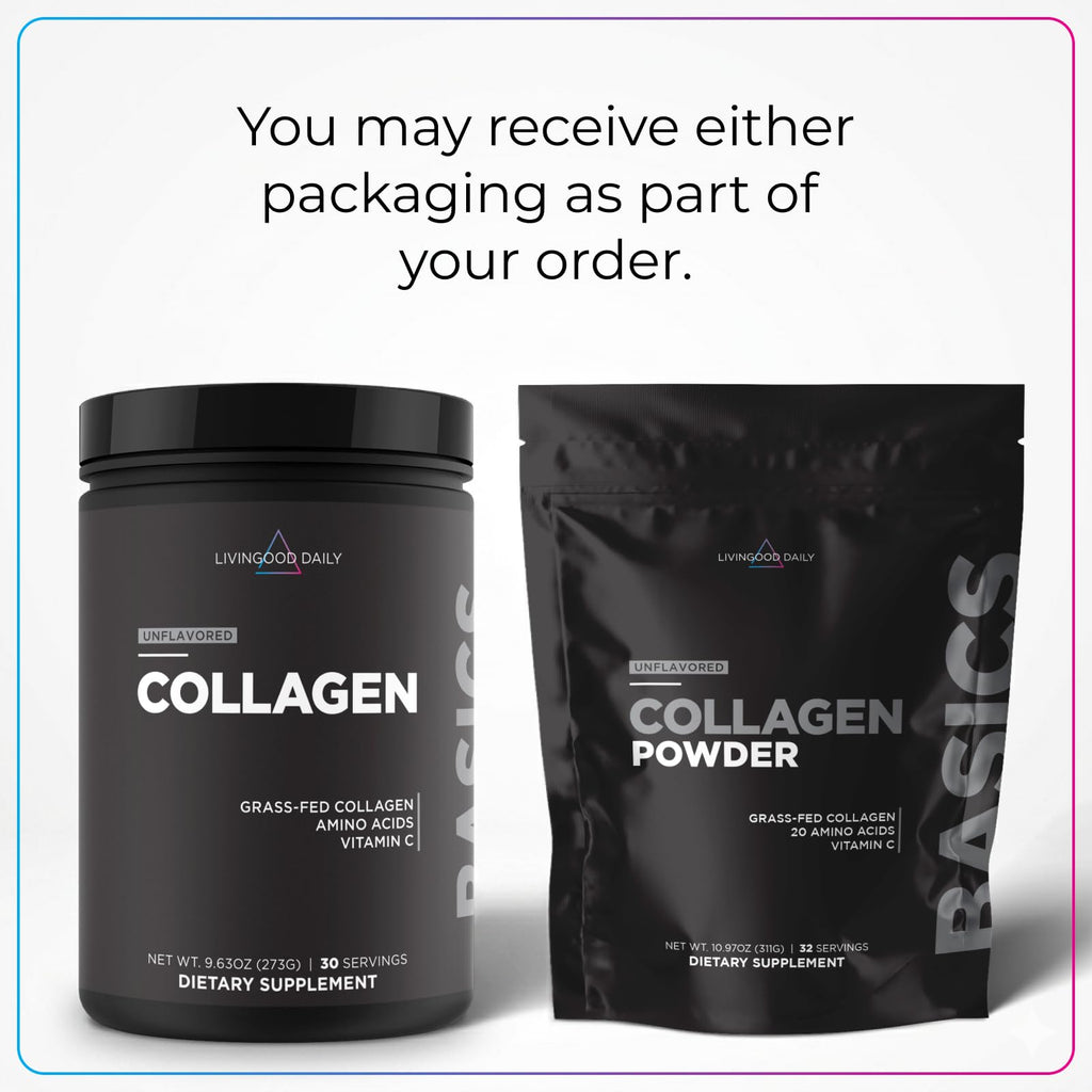 Livingood Daily Vanilla Collagen Powder for Women & Men, Hydrolyzed Collagen Peptides Powder with Vitamin C, Protein with 20 Amino Acids, Type I & III, Grass Fed, Keto, Paleo, Gluten Free, 30 Srvgs