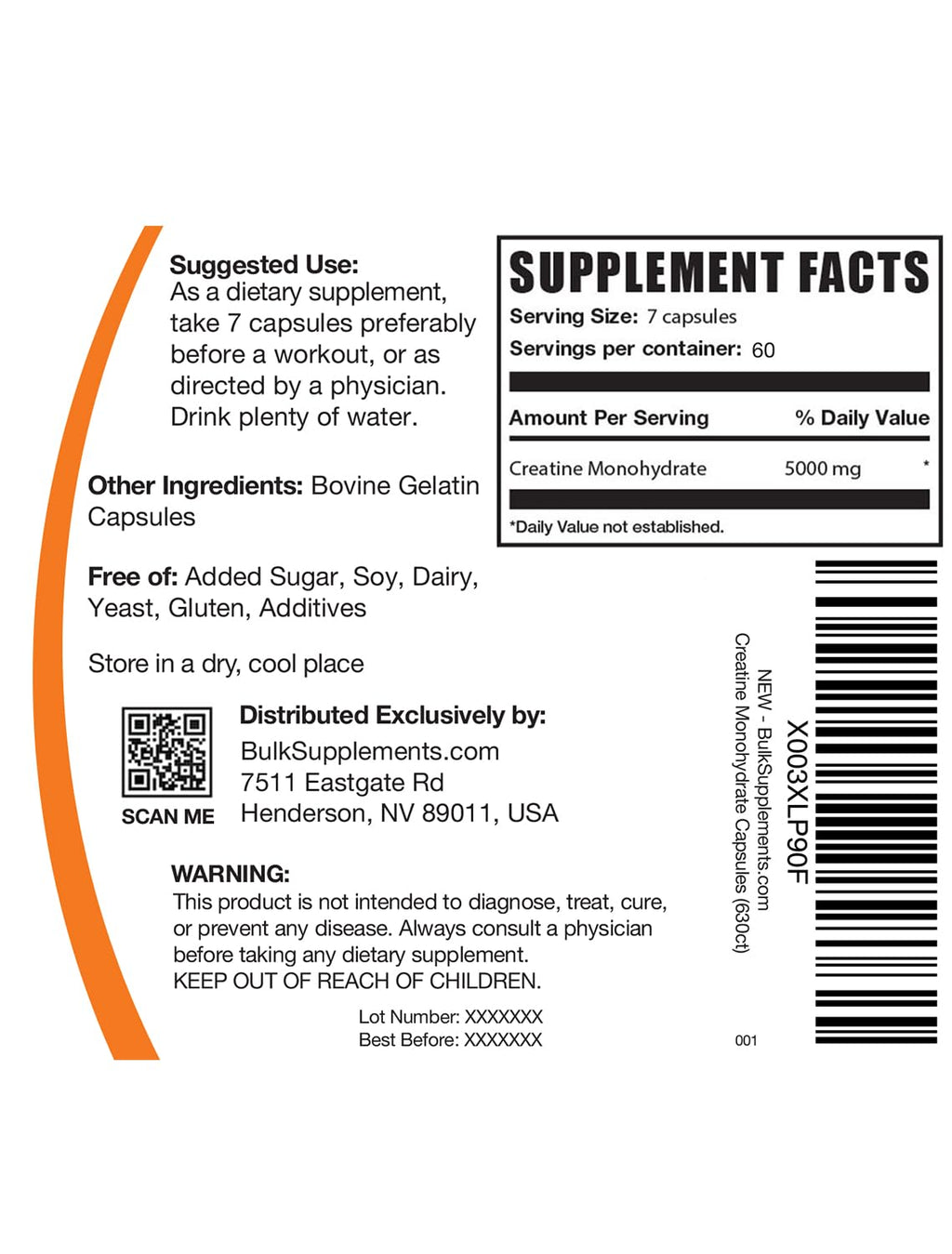 BulkSupplements.com Creatine Monohydrate Capsules - Micronized Creatine Pills - Gluten Free, 7 Capsules per Serving (5000mg), 420 Count (Pack of 1)