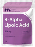 Micro Ingredients R Alpha Lipoic Acid 600 mg Per Serving, 120 Softgels | Active R-Isomer with Coconut Oil | ALA Supplement | Non-GMO, Gluten Free, No Soy