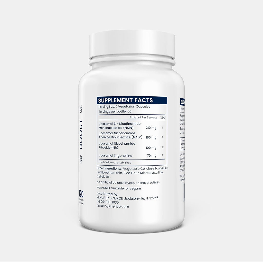 Renue By Science NAD+ Complete | 120 Liposomal NAD Supplement Capsules with NMN, NR & Trigonelline - 310mg NMN & 160mg NAD per Serving | Bioavailable Formula for Increased Absorption | Made in the USA