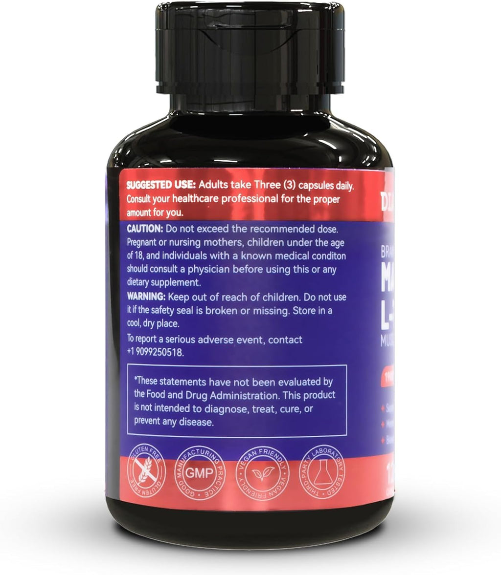 Magnesium L-Threonine, High Absorption Magnesium Supplement,90 Capsules | 1900mg Magnesium Threonine,Gluten Free,Vegan Capsules, 30 Day Supply