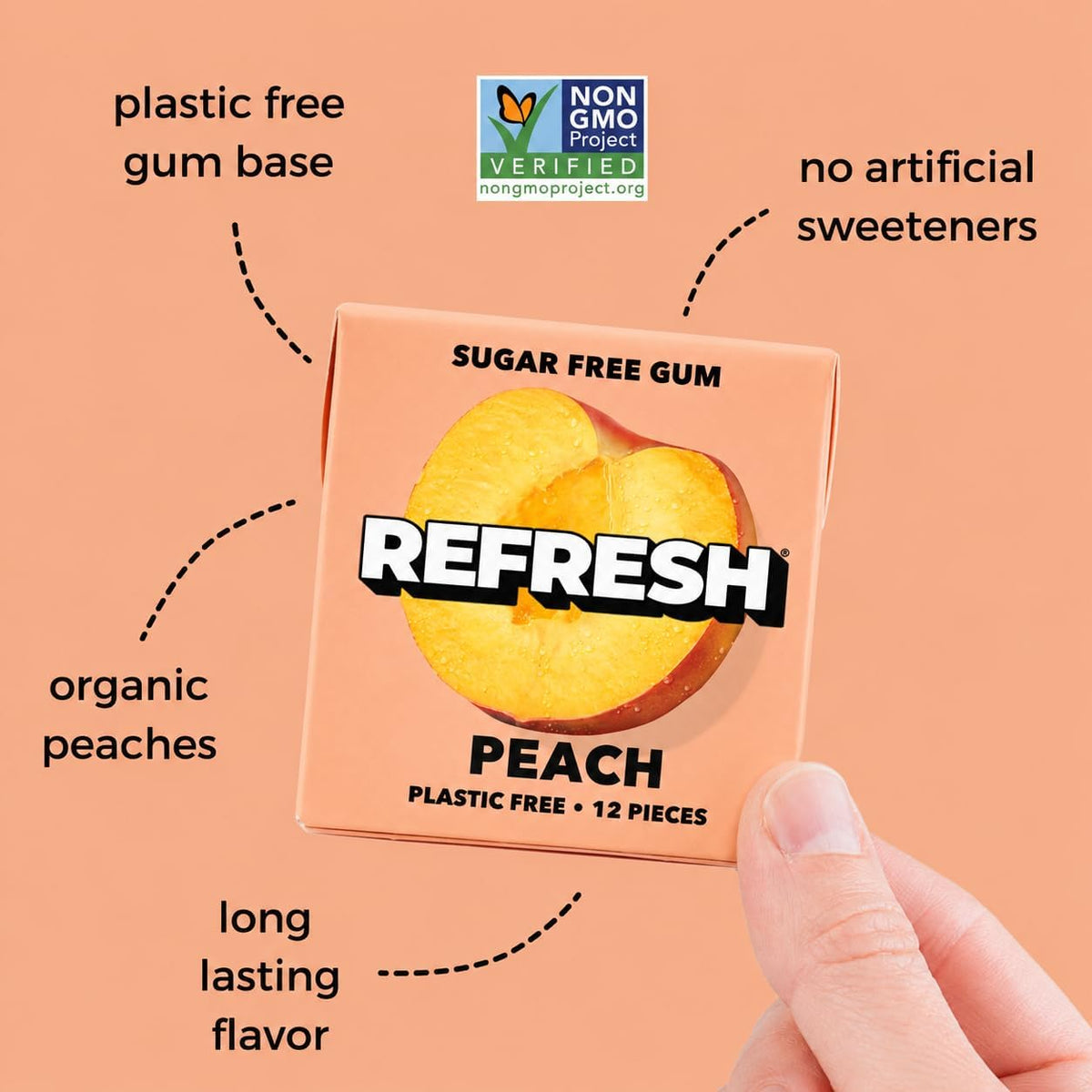 Refresh Sugar Free Chewing Gum with Xylitol, Garden Mint, 12 Pack