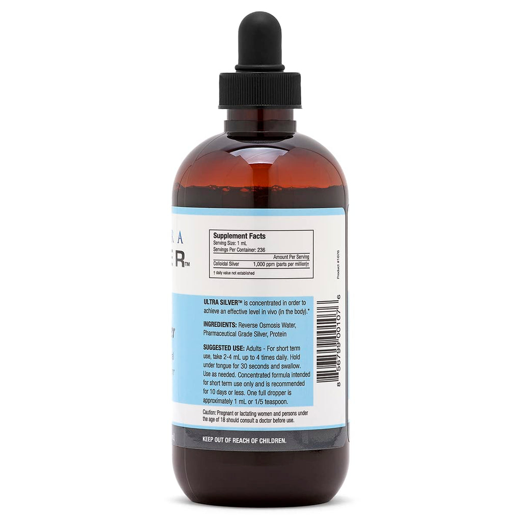 Ultra Silver® Colloidal Silver | 1,000 PPM, 4 Oz (118mL) | Mineral Supplement | True Colloidal Silver - with Dropper
