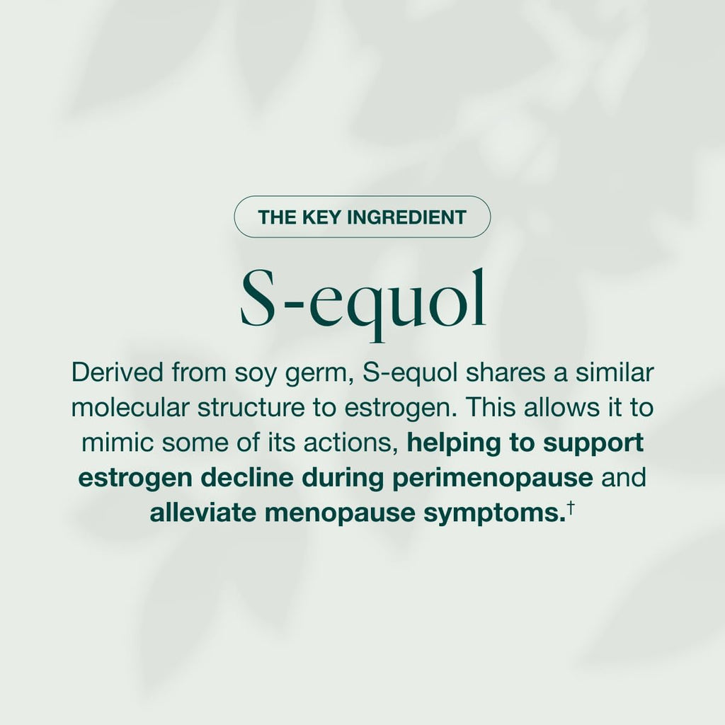 EQUELLE Multi-Symptom Perimenopause & Menopause Relief Relief from Hot Flashes, Muscle Aches & Supports More Sleep. Hormone-Free, Plant-Based S-Equol – 1 Month Supply (60 Tablets)