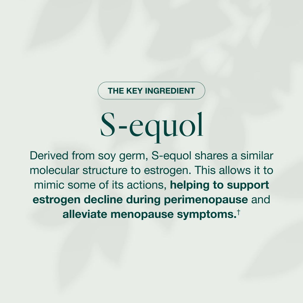 EQUELLE Multi-Symptom Perimenopause & Menopause Relief Relief from Hot Flashes, Muscle Aches & Supports More Sleep. Hormone-Free, Plant-Based S-Equol – 1 Month Supply (60 Tablets)