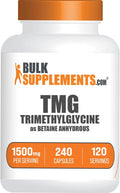 BulkSupplements.com TMG Capsules - Trimethylglycine as Betaine Anhydrous, TMG Supplement - Gluten Free, 2 Capsules per Serving (1500mg), 240 Count (Pack of 1)