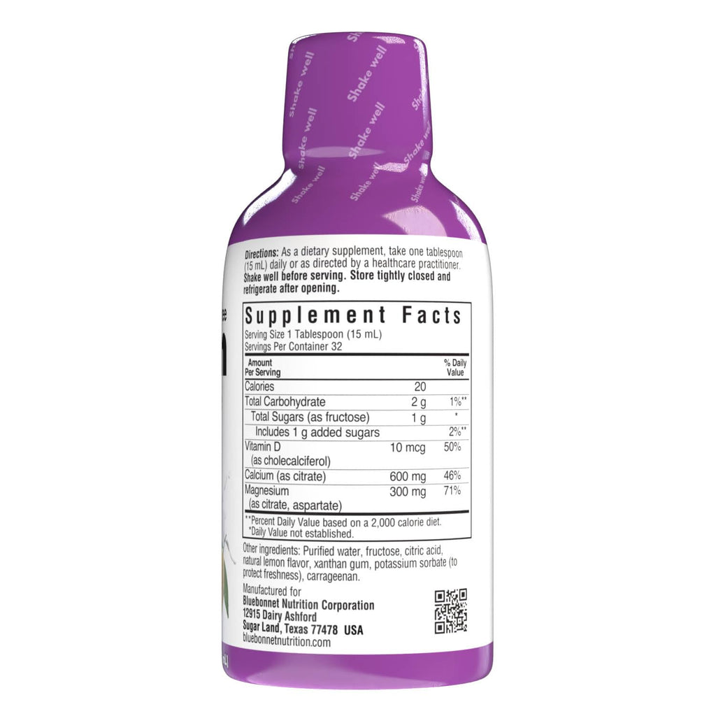 Bluebonnet Nutrition Liquid Calcium Citrate, Magnesium, Vitamin D3, Bone Health, Gluten Free, Soy Free, Milk Free, Kosher, 16 fl oz, 32 Servings, Mixed Berry Flavor