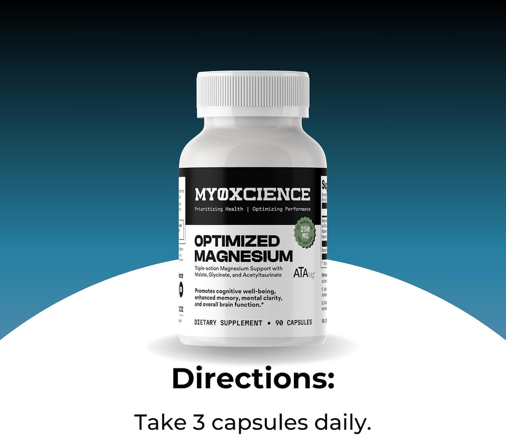 MYOXCIENCE Optimized Magnesium Glycinate + Magnesium Taurate (as ATAmag®) for High Brain Bioavailability to Support Stress Relief and Sleep | 30 Servings