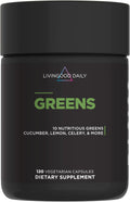 Livingood Daily Greens Capsules, Super Greens Supplement with Spirulina, Chlorella, Broccoli, Spinach, Celery, Lemon & More, Plant Based for Digestion & Gut Health, Non GMO, Vegetarian, 120 Ct