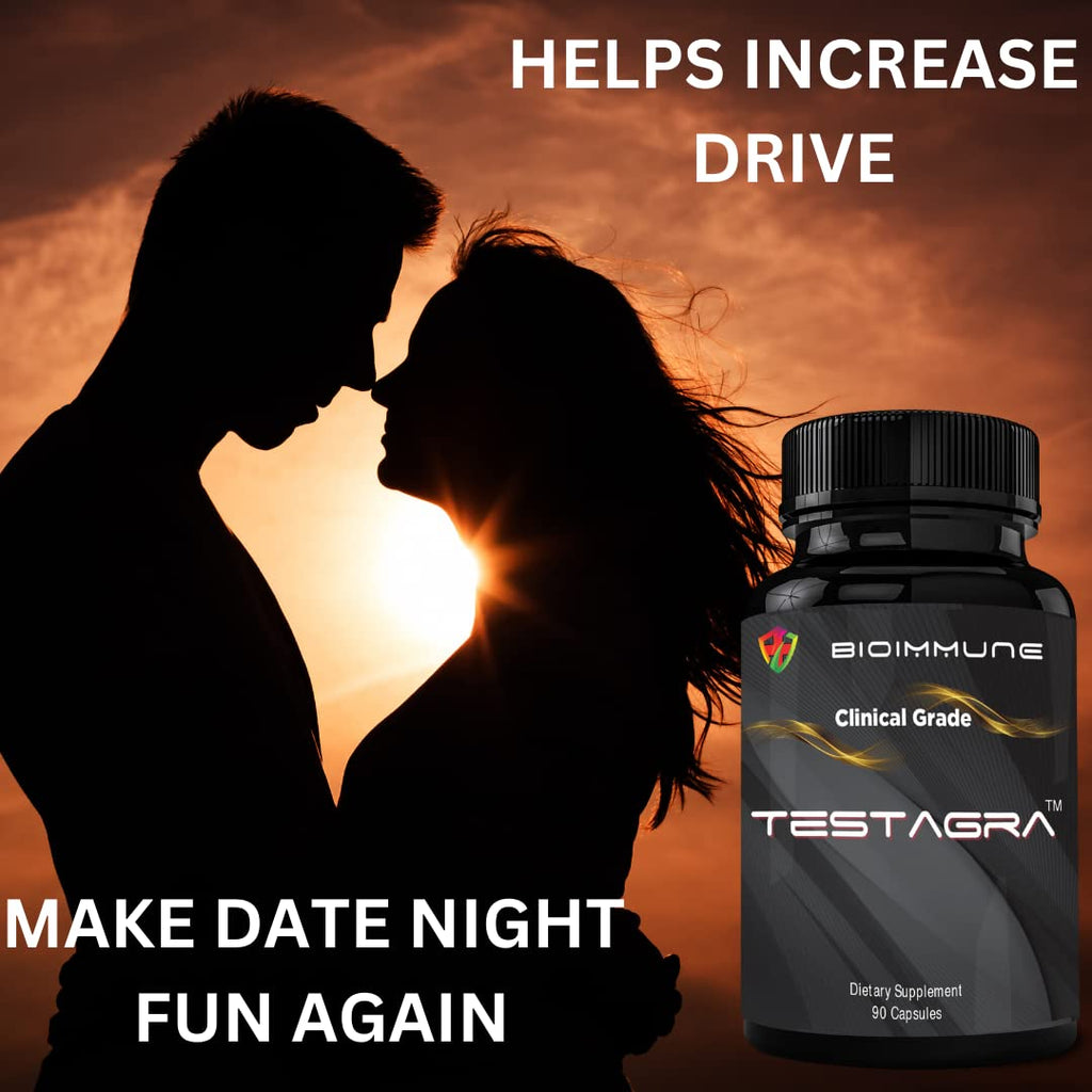 BioImmune TESTAGRA Testosterone Booster for Men. 10X Concentrated- 90 Capsules - Increase Lean Muscle Energy Drive Strength. Saw Palmetto, Tribulus, Tongkat Ali, Horny Goat Weed, Zinc