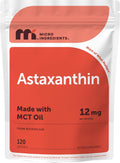Micro Ingredients Astaxanthin 12mg Per Serving with MCT Oil, 120 Softgels | 4 Month Supply. Natural Microalgae Sourced Astaxanthin Supplement. Easy-to-Swallow. Non-GMO, Gluten Free, Soy Free.