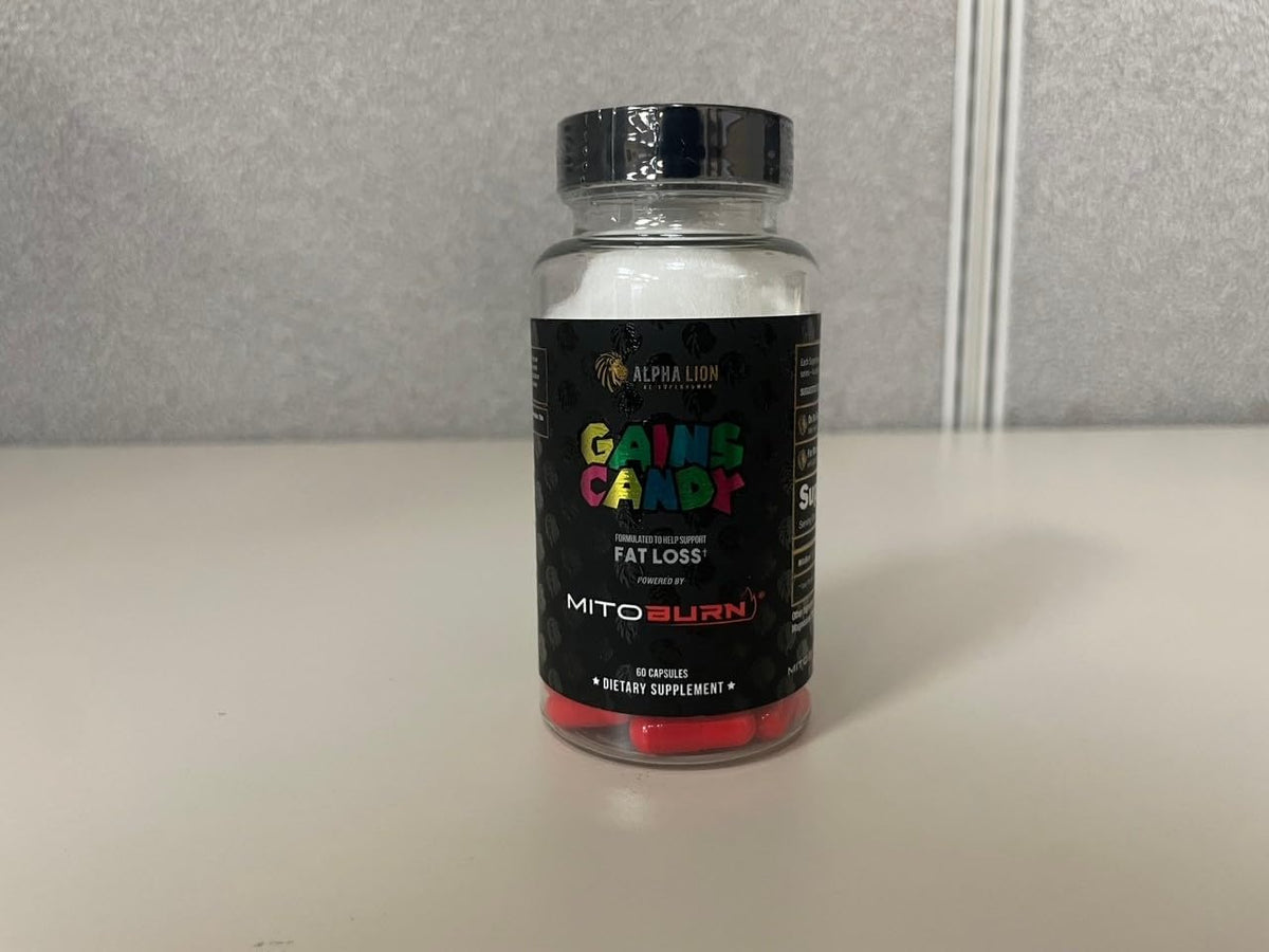 ALPHA LION Gains Candy, Supplement Pills that Support Weight Loss, Appetite Suppressant, Keto-Diet Friendly, Decrease Body Fat, Upgrade Energy & Workout Performance, 60 Capsules (MitoBurn®)