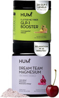 HUM Nutrition Flatter Me Fiber + Dream Team Magnesium Powder Bundle – Digestive Support Fiber & Magnesium Bisglycinate Drink Mix with L-Theanine & Tart Cherry, Cherry Lemon, 2-Product Wellness Routine