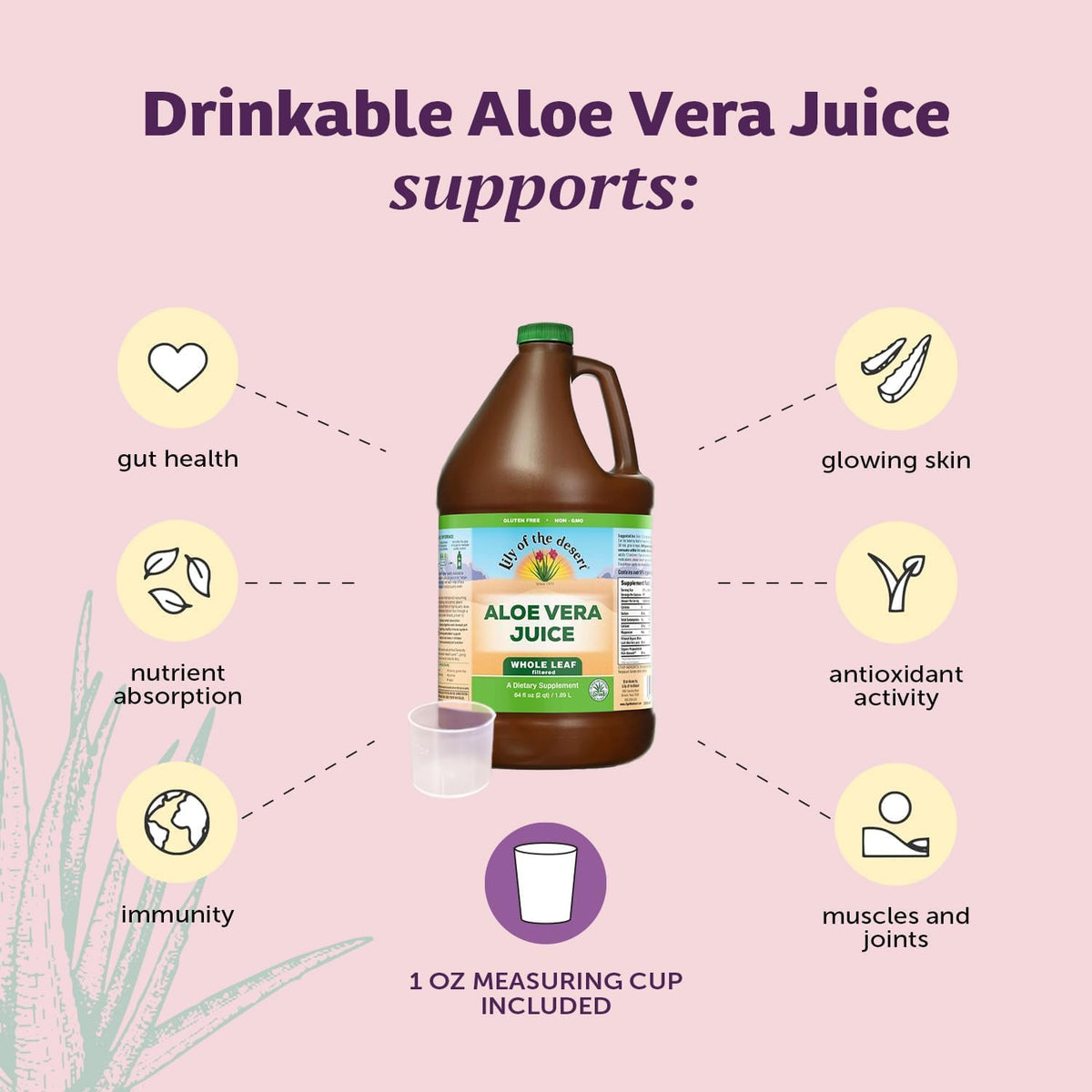 Lily Of The Desert Aloe Vera Juice, Whole Leaf, Organically Grown, Non-GMO, 64 Fl Oz
