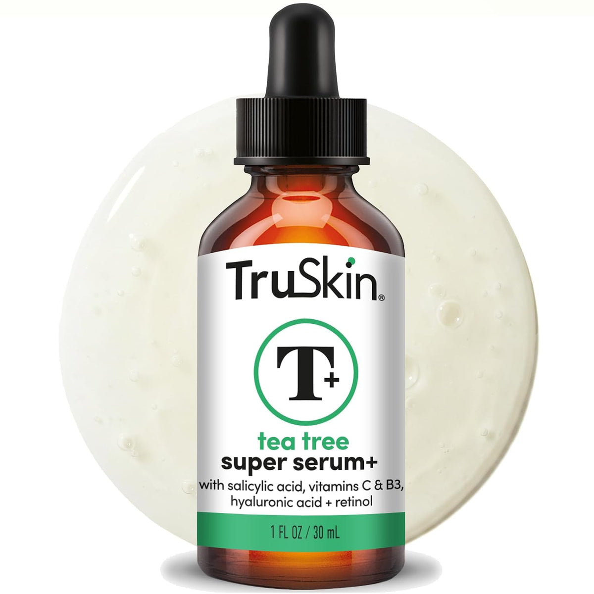 TruSkin Tea Tree Acne Serum with Salicylic Acid & Retinol, 1 fl oz | Helps to clarify acne-prone skin, refine the look of pores & complexion with Tea Tree, Niacinamide, and Vitamin C