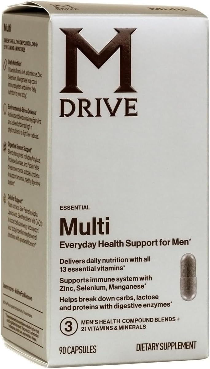 Mdrive Elite Multi - Natural Energy, Strength, Stress Relief, Lean Muscle, Immune Health Support from Zinc, Selenium, Manganese & Vitamin D, Enzymes for Digestive Support