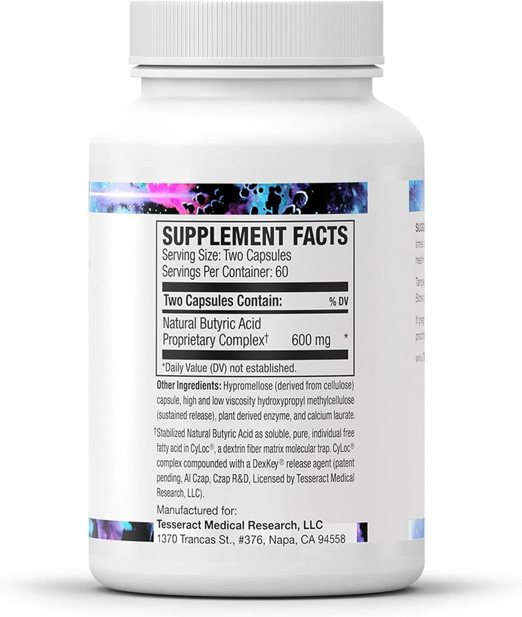 Tesseract Medical Research ProButyrate Gut Health Supplement, Butyric Acid Complex, Gastrointestinal Support Supplement, Helps Restore Balance to Stabilize Gut Microbiome, 600mg (120 Capsules)