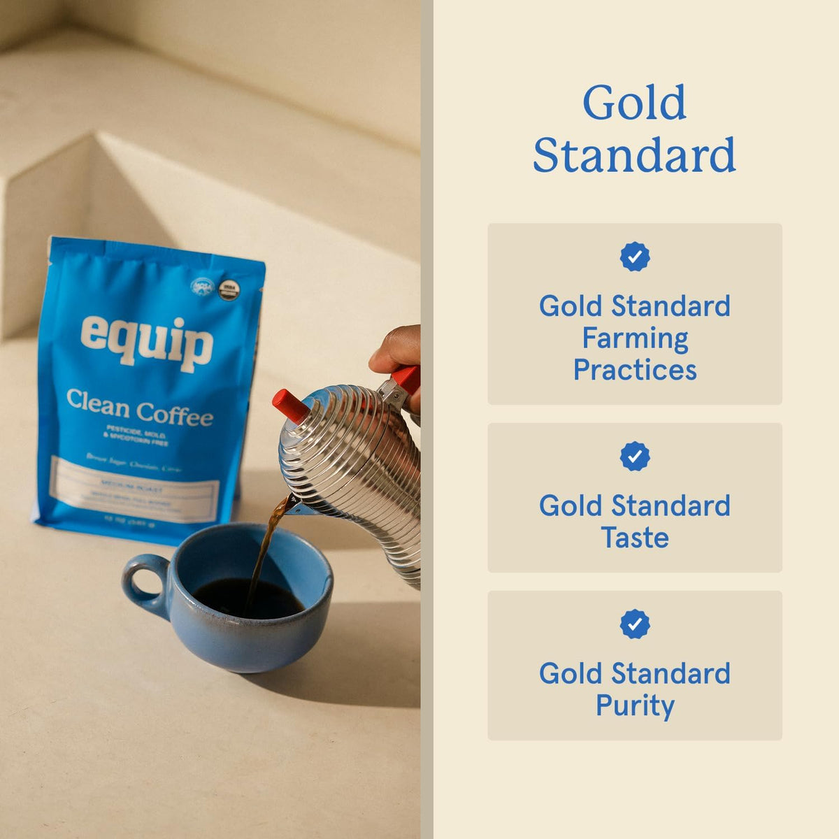 Equip Foods Prime Protein Powder Vanilla & Gold Standard Clean Coffee