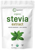 Micro Ingredients Pure Organic Stevia Powder, 8 Ounces, 1418 Serving, Highest Grade Green Leaf Extract Reb-A, Reduced Bitter Aftertaste, 0 Calorie, Natural Sweetener, Sugar Alternative, Keto Friendly