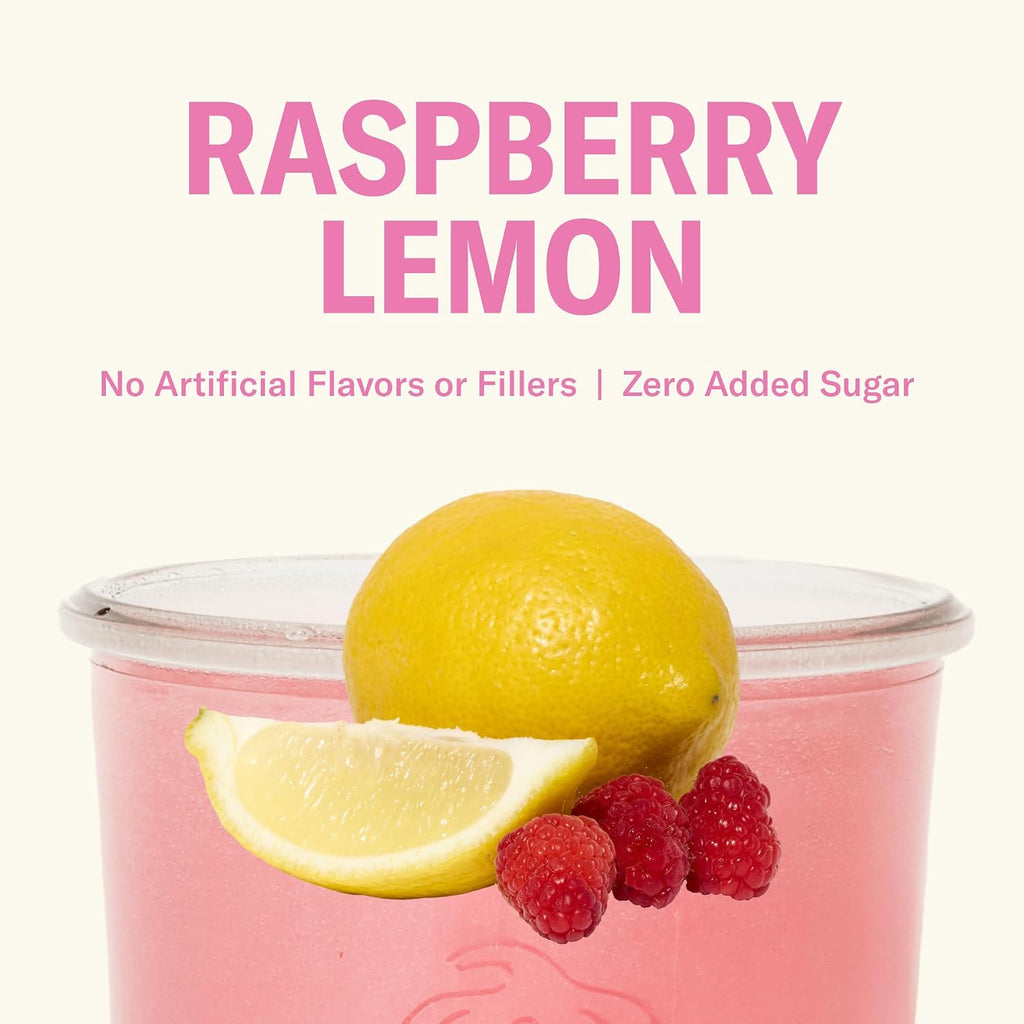 Ballerina Farm Farmer Hydrate Raspberry Lemonade Electrolyte Powder Packets | Travel Ready, Organic Coconut Water, Irish Sea Moss, French Sea Salt, 210mg Sodium, 25 Count
