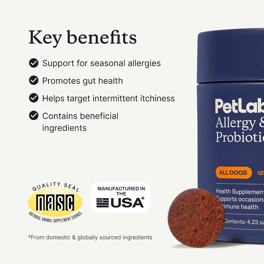 PetLab Co. - Gut & Allergy Support Bundle: Dog Probiotics for Effortless Gut Health Support & Allergy & Immune Chews for Seasonal Allergy Support – Target paw Licking & Scratching at the Source