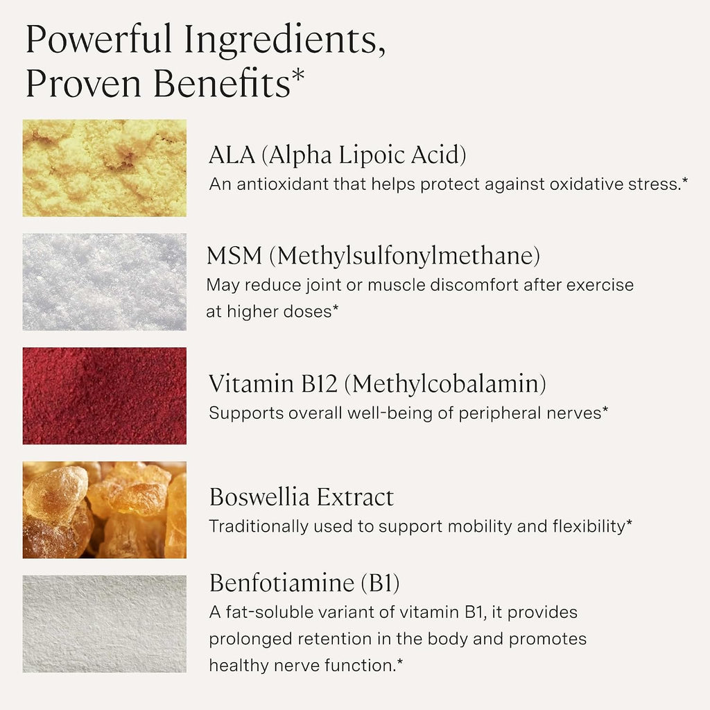 Stonehenge Health Dynamic Nerve Supplement - Supports Nerve Function in Fingers, Toes, Hands, and Feet with Alpha Lipoic Acid ALA, Benfotiamine, Pea, Robust B Complex, Boswellia