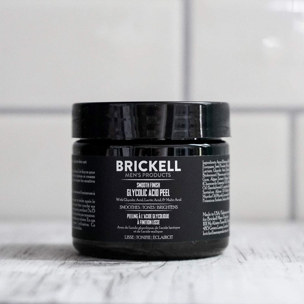 Brickell Men's Smooth Finish Glycolic Acid Peel For Men, Anti-Aging Peel for Wrinkles, With Glycolic Acid, Jojoba Oil, and MSM, 2 Ounce, Scented