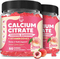 (2 Pack) Calcium Citrate Gummies 1200 mg with Vitamin D3, K2 for Bone, Muscle & Immune Support, High Absorption Chewable Calcium Supplements for Women & Men, Sugar Free, Vegan, Peach Flavor, 60 Chews