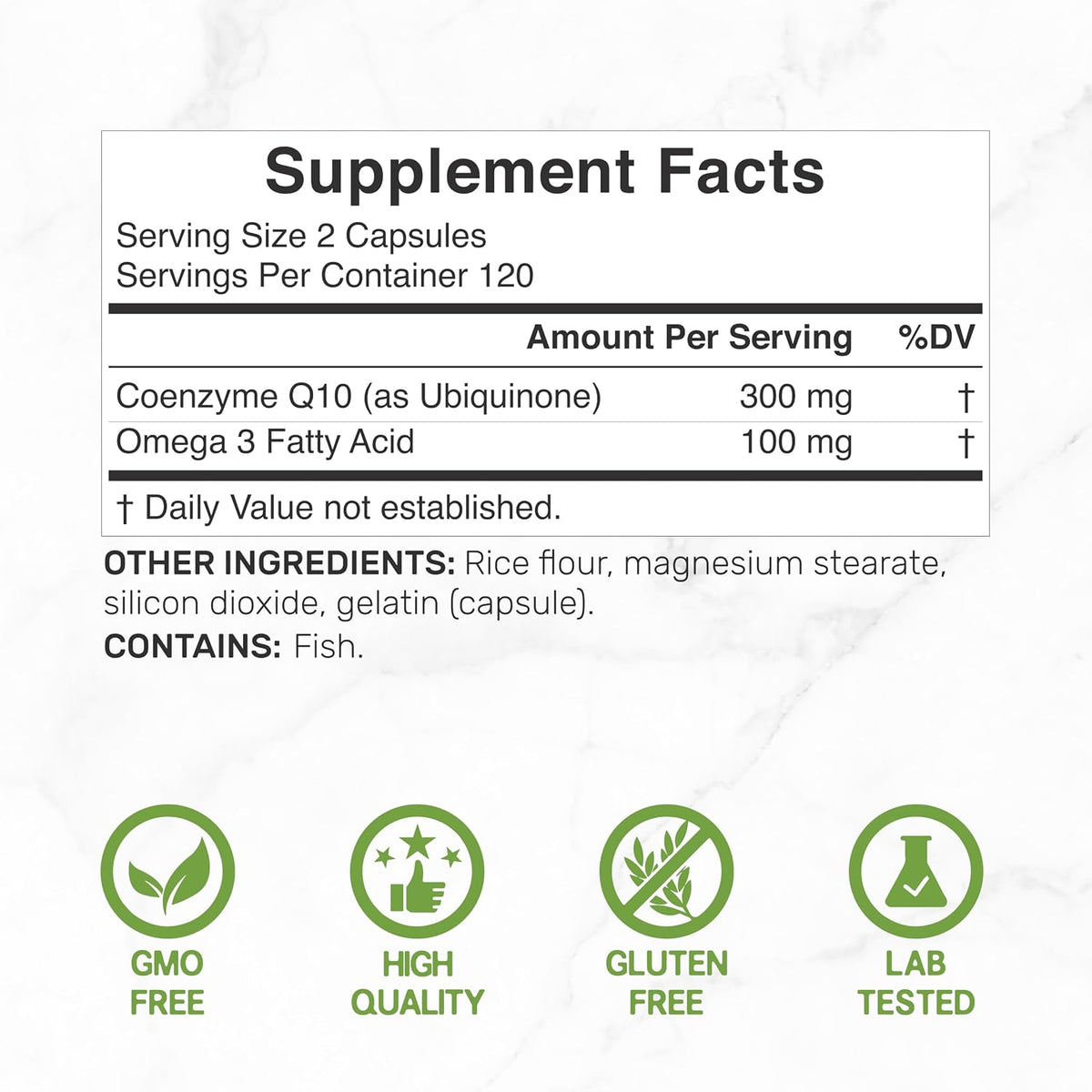 DEAL SUPPLEMENT CoQ10 300mg with Omega 3 100mg, 240 Capsules | Bioavailable Coenzyme Q10 Formula | Supports Heart, Energy & Brain Health | Antioxidant Support | Non-GMO