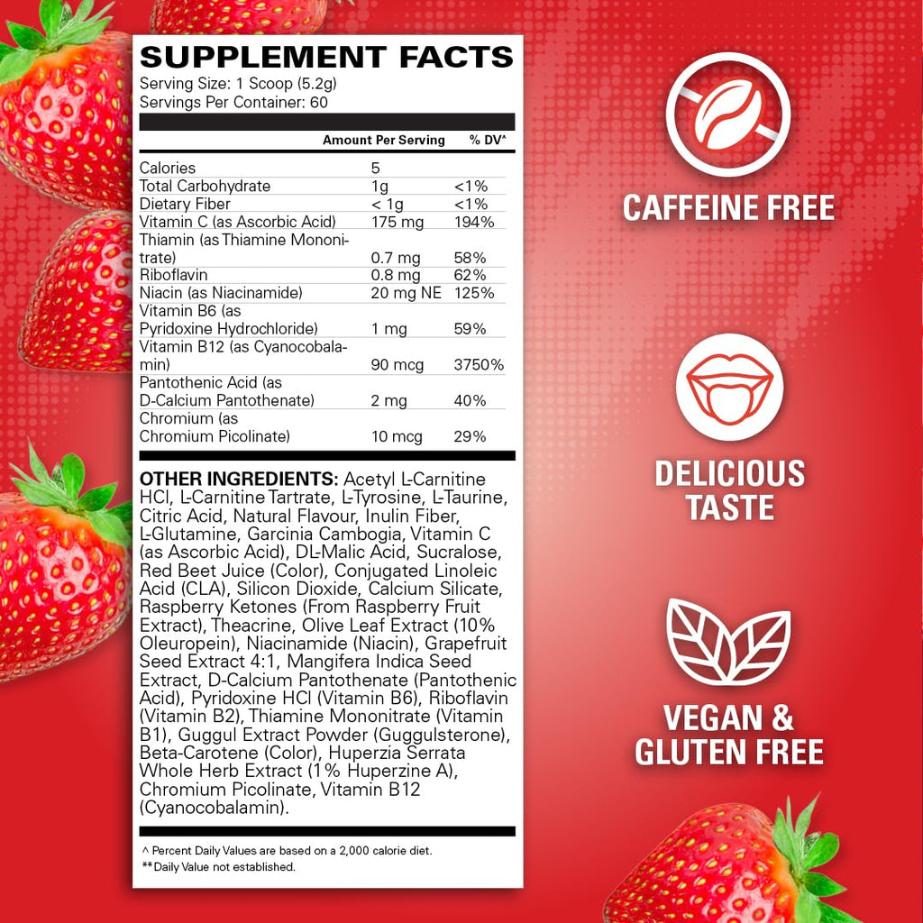 EHP Labs OxyShred Non Stimulant Pre Workout Powder - Stim Free Pre Workout, Caffeine Free Preworkout for Men & Women with L Glutamine & Acetyl L Carnitine - Peach, 60 Servings