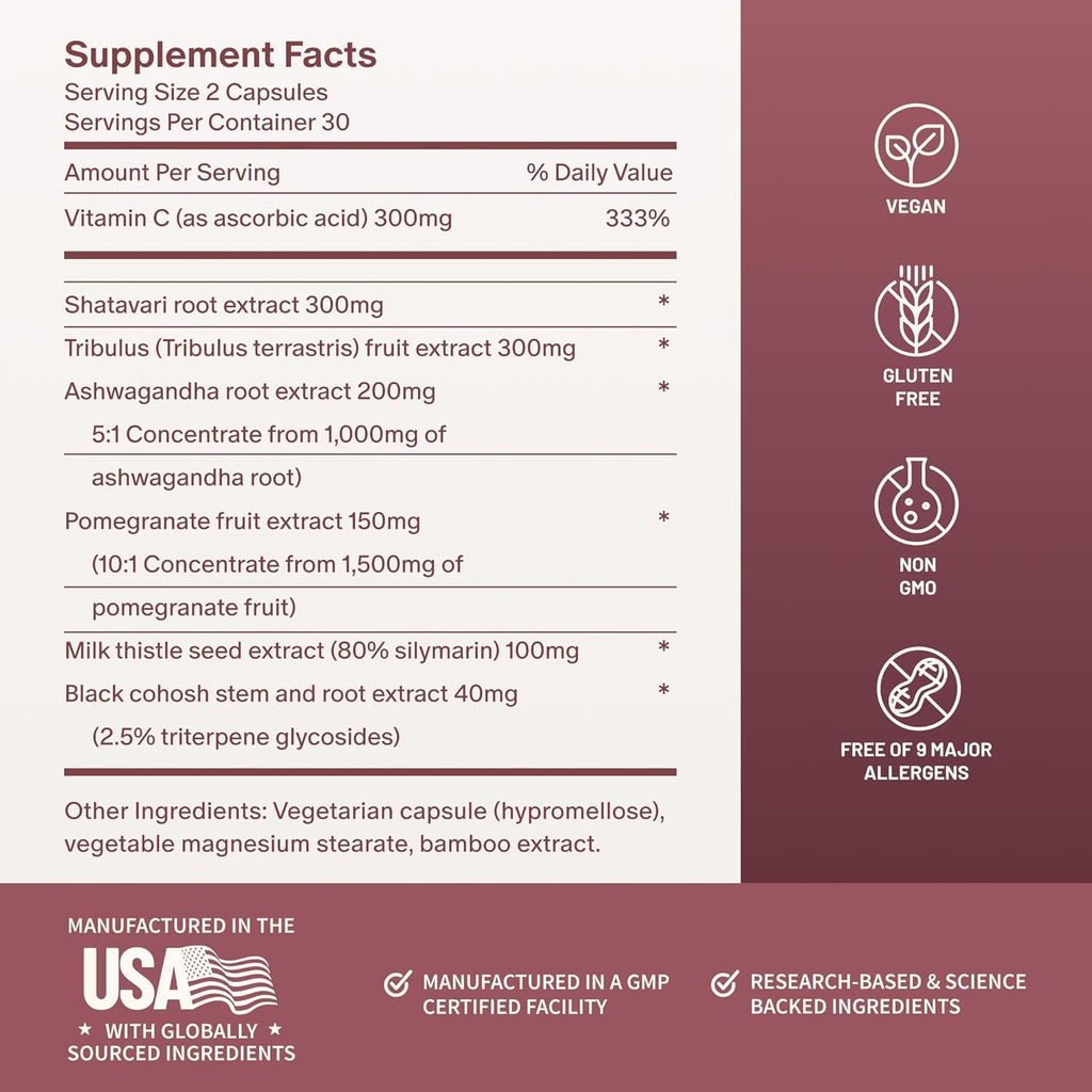 Snap Supplements Perimeno Health Perimenopause Supplements for Women, 60 Ct | Botanical Complex with Shatavari for Hormone Balance and Harmony, Mood and Vitality, Perimenopause Support for Women